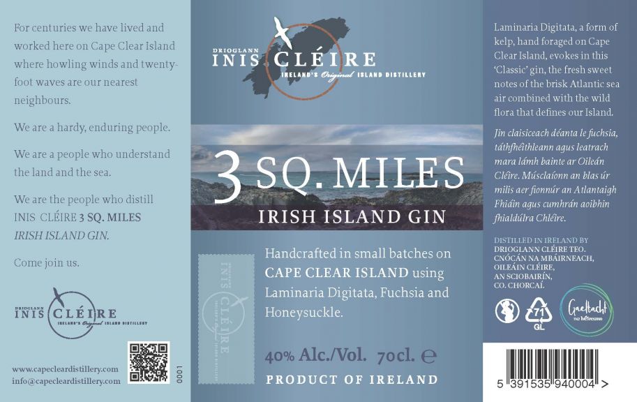 Photo for: 3 SQ. MILES Irish Island Gin