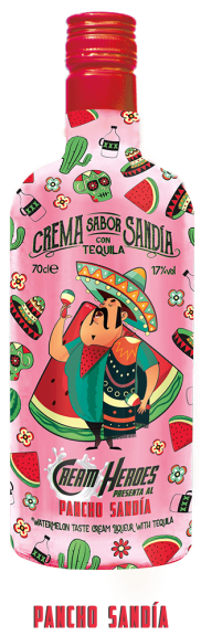 Photo for: CREAM HEROES PANCHO SANDÍA - Watermelon taste cream liqueur with Tequila